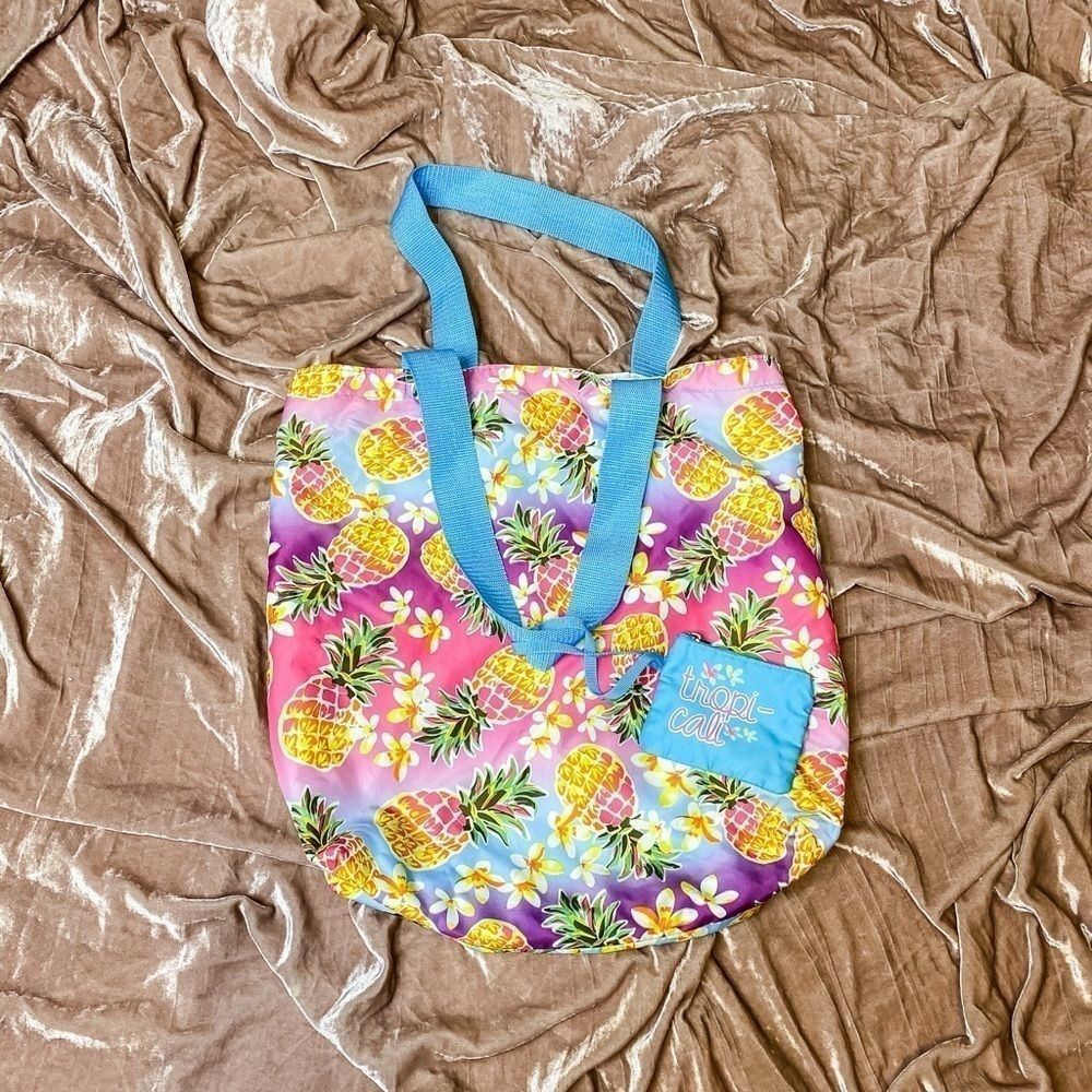 Tropical tote bag with coin purse